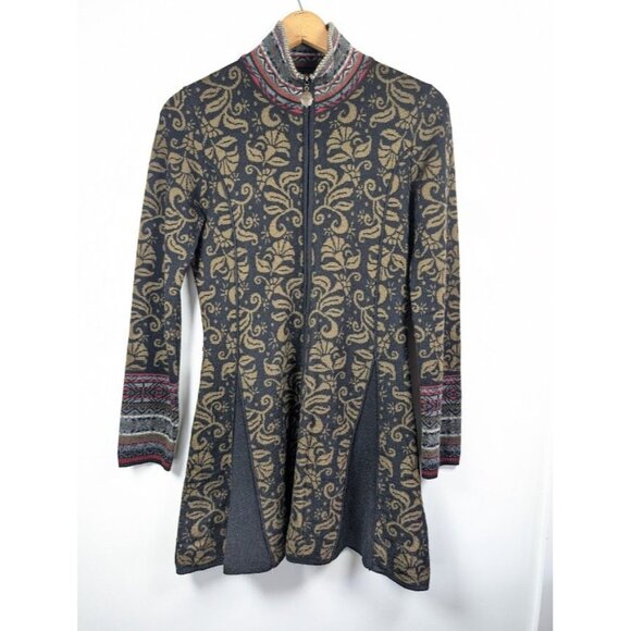 Icelandic Designs Sweater Cardigan Large Fair Isle Nordic Wool Whimsigoth Artsy - Picture 1 of 11